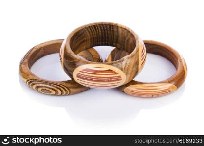 Wooden bracelet isolated on the white
