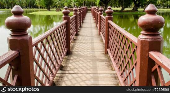 wooden bridge for crossing swamps