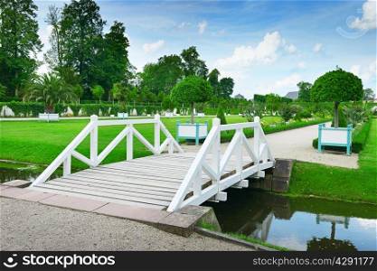 wooden bridge in a beautiful park