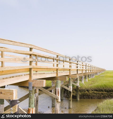 Wooden bridge over a lake