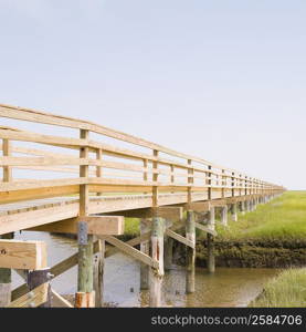 Wooden bridge over a lake