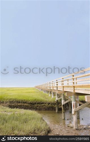 Wooden bridge over a lake