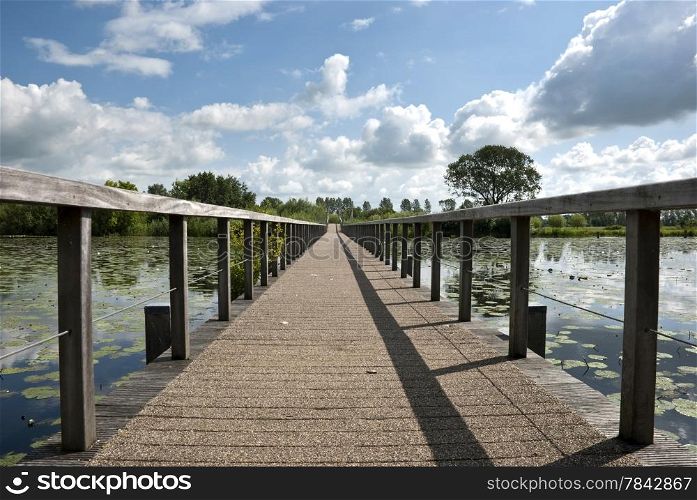 Wooden bridge to a fort in Bodegraven, The Netherlands.