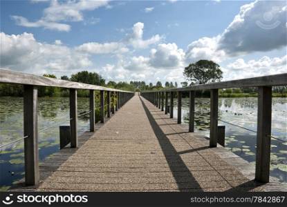 Wooden bridge to a fort in Bodegraven, The Netherlands.