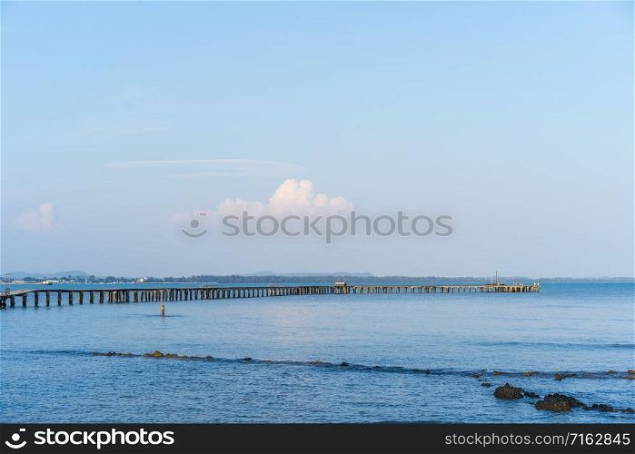 wooden bridge to the sea at Rayong,Thailand