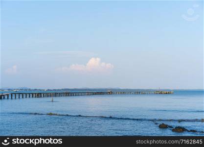 wooden bridge to the sea at Rayong,Thailand
