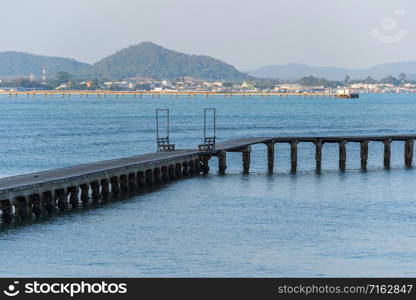 wooden bridge to the sea at Rayong,Thailand