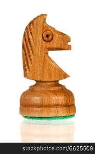Wooden brown chess piece isolated on white background