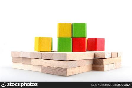 Wooden building blocks.
