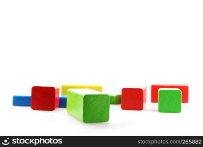 Wooden Building Blocks Isolated On White Background
