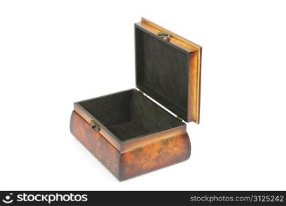 Wooden casket isolated on a white background