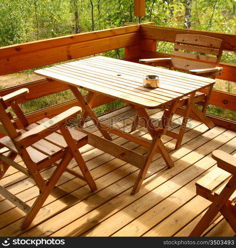 wooden chair in nature relaxation place