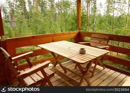 wooden chair in nature relaxation place