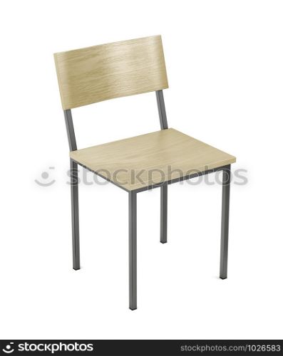 Wooden chair on white background, 3D illustration