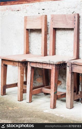 Wooden chairs in garden, stock photo