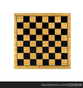 Wooden chess board field isolated on white background. Wooden chess board isolated on white background