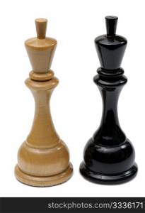 Wooden chess pieces light and dark colors