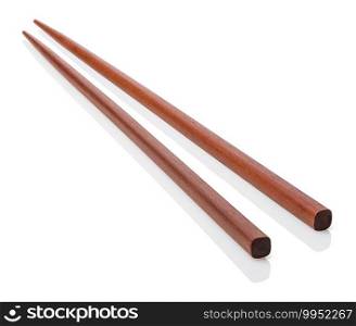 Wooden chinese chopsticks isolated on a white background. Wooden chinese chopsticks