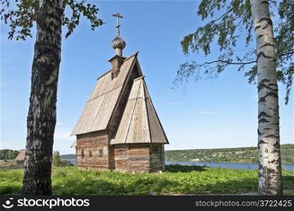 Wooden church of the Resurrection of Christ (1699) on the Levitan&rsquo;s Mount in Ples town, Russia