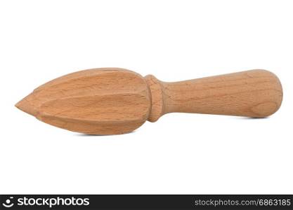 Wooden citrus reamer for juicing fruit isolated on a white background.