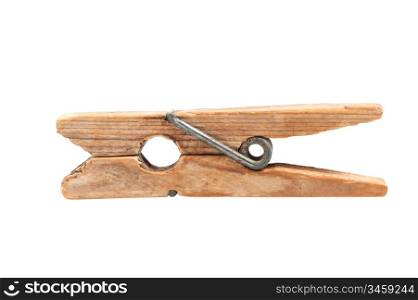 wooden clothespin isolated on a white backgrounds