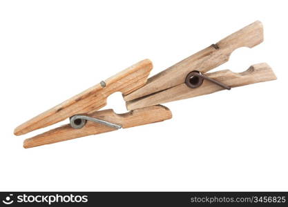 wooden clothespin isolated on white background