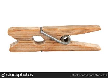 wooden clothespin isolated on white background
