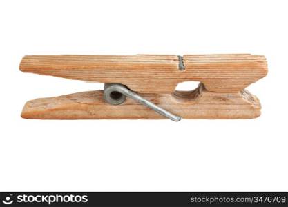 wooden clothespin isolated on white background