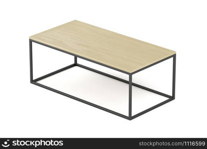 Wooden coffee table on white background