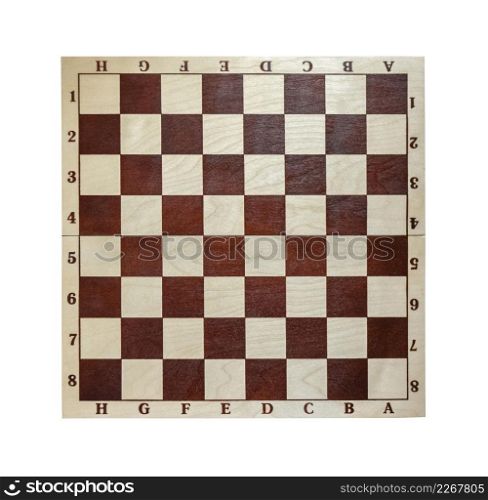 Wooden colored chessboard isolated on white background. Wooden chessboard isolated on white background