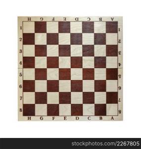 Wooden colored chessboard isolated on white background. Wooden chessboard isolated on white background