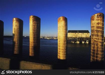 Wooden columns in a river, Cape Cod, Massachusetts, USA