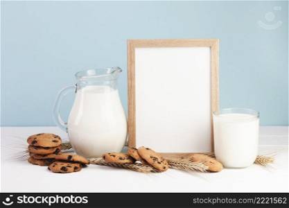 wooden copy space frame with cookies