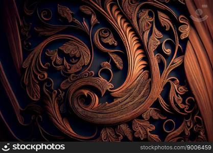 Wooden craft floral pattern background.  Generative AI
