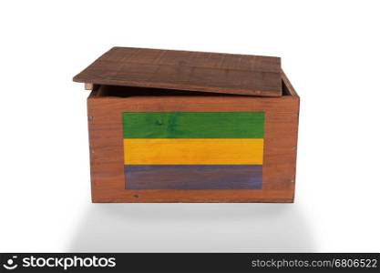 Wooden crate isolated on a white background, product of Gabon