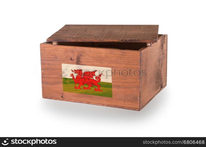 Wooden crate isolated on a white background, product of Wales