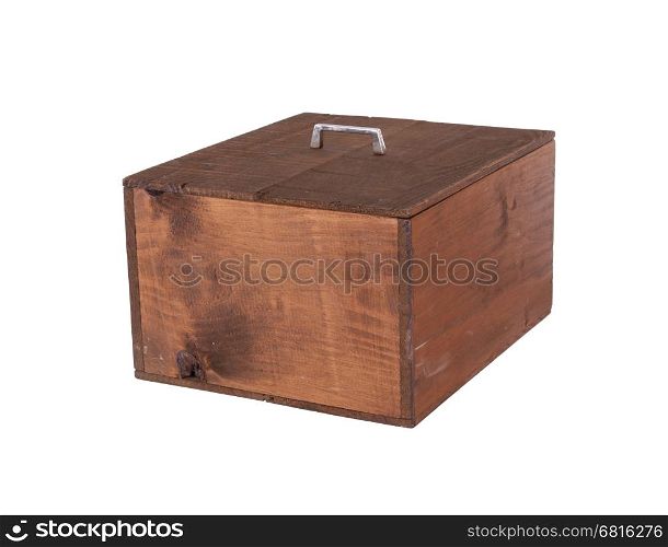 Wooden crate isolated on a white background, room for text