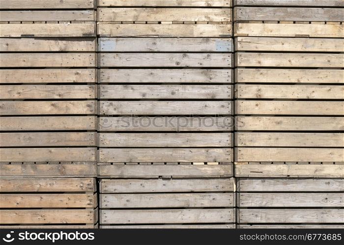 Wooden crates stacked.