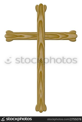 Wooden cross with elements clover (it is isolated on a white background)