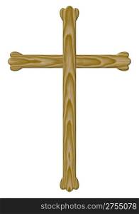 Wooden cross with elements clover (it is isolated on a white background)