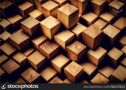Wooden cube blocks pattern background. Generative Ai. High quality illustration. Wooden cube blocks pattern background. Generative Ai