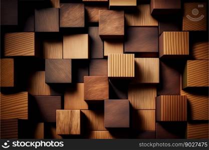 Wooden cube blocks pattern background. Generative Ai. High quality illustration. Wooden cube blocks pattern background. Generative Ai