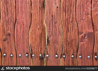 Wooden curved fence of brown color. Burned wood. Wood Texture Background old panels