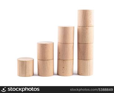 Wooden cylinders as a business concept, achieve goals, recovery