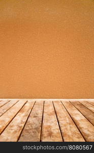 Wooden deck table on old grunge background
