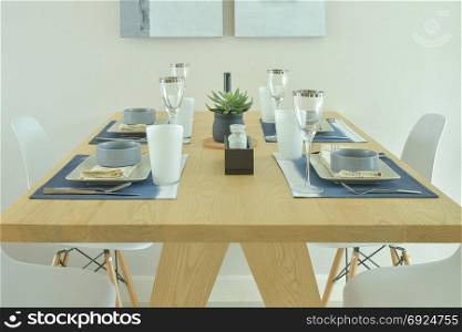 Wooden dining table with dining set in modern style decorative