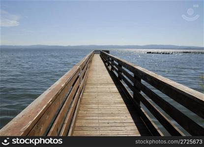 Wooden dock on Clear Lake, Upper Lake, California