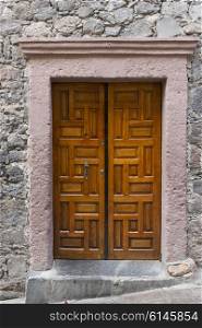 Wooden Door at the entrance to a house, Zona Centro, San Miguel de Allende, Guanajuato, Mexico