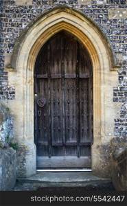 Wooden door detail on 14th Century church