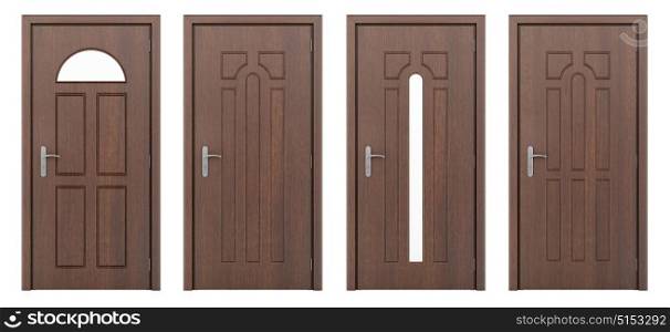 wooden door isolated on white background. 3d illustration